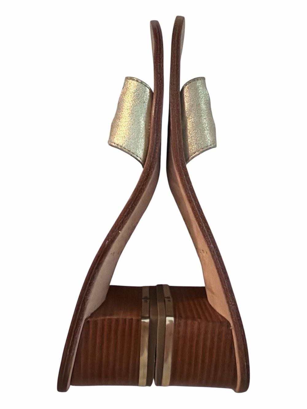 Trina Turk Metallic Gold Cutout Slide Sandals - Picture 4 of 5